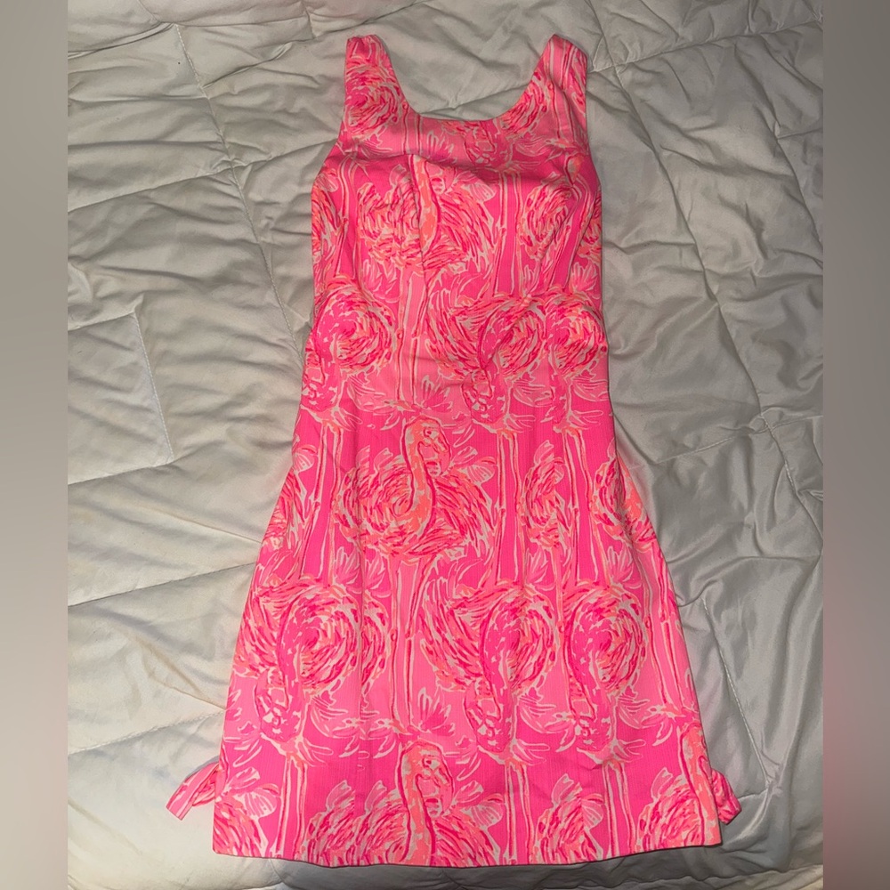 Lilly Pulitzer pink flamingo pattern dress